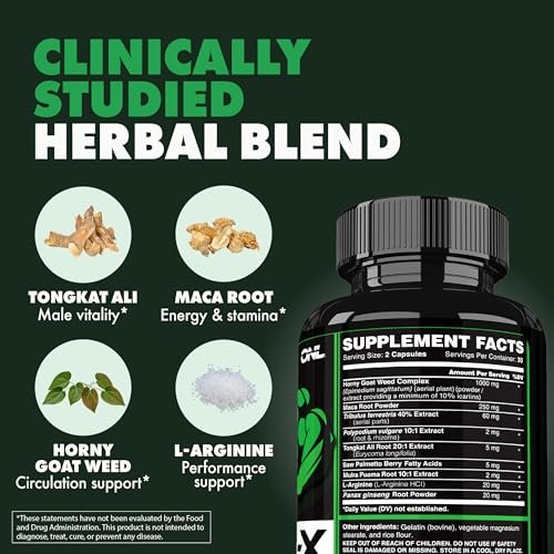 GORIL-X Testosteron-Booster für Männer – Workout Nahrungsergänzung für Größe, Kraft & Energie – 1000mg mit Bockshornklee, Maca-Wurzel, Tongkat Ali & Tribulus – 60 Kapseln