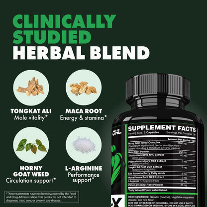 GORIL-X Testosteron-Booster für Männer – Workout Nahrungsergänzung für Größe, Kraft & Energie – 1000mg mit Bockshornklee, Maca-Wurzel, Tongkat Ali & Tribulus – 60 Kapseln