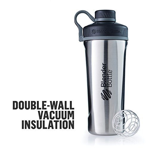 BlenderBottle Radian Isolierflasche aus Edelstahl – 26 Unzen, Matt Schwarz – Shaker Cup mit Drahtschneebesen