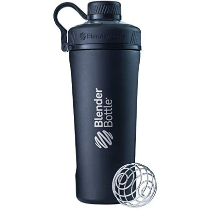 BlenderBottle Radian Isolierflasche aus Edelstahl – 26 Unzen, Matt Schwarz – Shaker Cup mit Drahtschneebesen