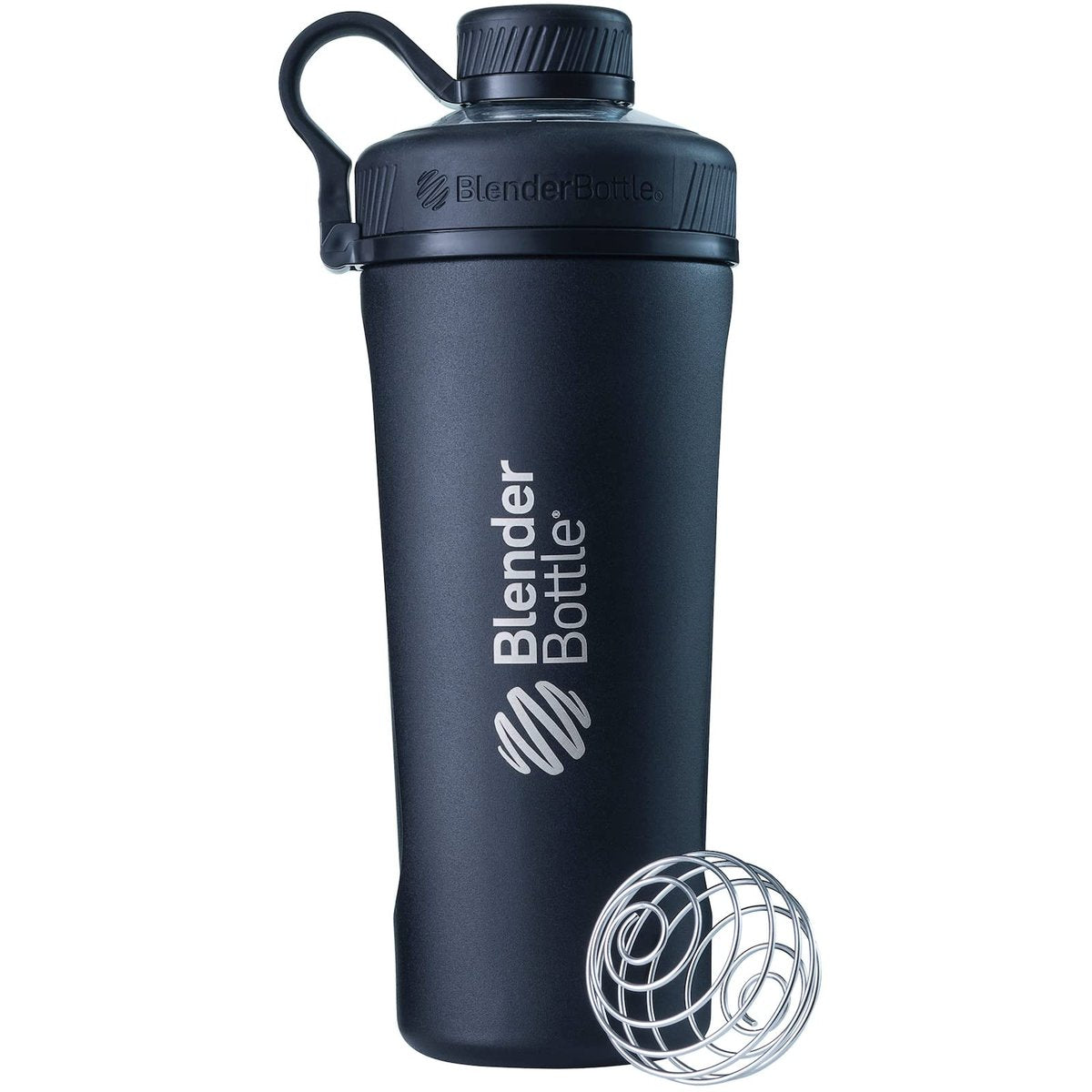 BlenderBottle Radian Isolierflasche aus Edelstahl – 26 Unzen, Matt Schwarz – Shaker Cup mit Drahtschneebesen