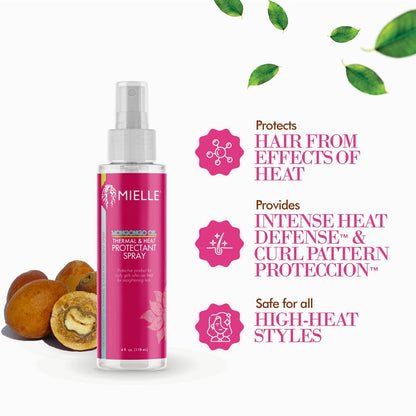 Mielle Organics Mongongo Oil Thermal & Heat Protectant Spray – Hitzeschutzspray für alle Haartypen, 118 ml