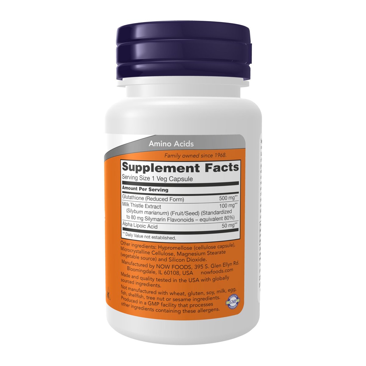 NOW Foods Glutathion 500 mg mit Mariendistel-Extrakt & Alpha-Liponsäure, Freie-Radikale-Neutralisator*, 30 vegane Kapseln