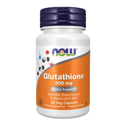 NOW Foods Glutathion 500 mg mit Mariendistel-Extrakt & Alpha-Liponsäure, Freie-Radikale-Neutralisator*, 30 vegane Kapseln
