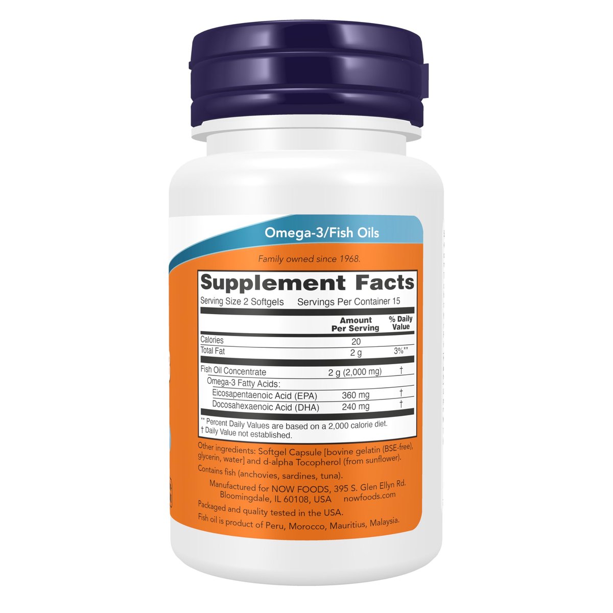 NOW Foods Omega-3 180 EPA / 120 DHA, 30 Kapseln - hochdosiert, molekulardestilliert, für das Herz-Kreislauf-System*