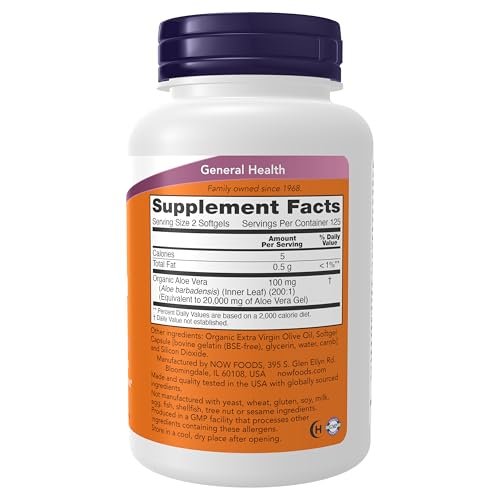NOW Foods Aloe Vera 10.000 mg - 250 Softgels - Unterstützt die Verdauungsgesundheit