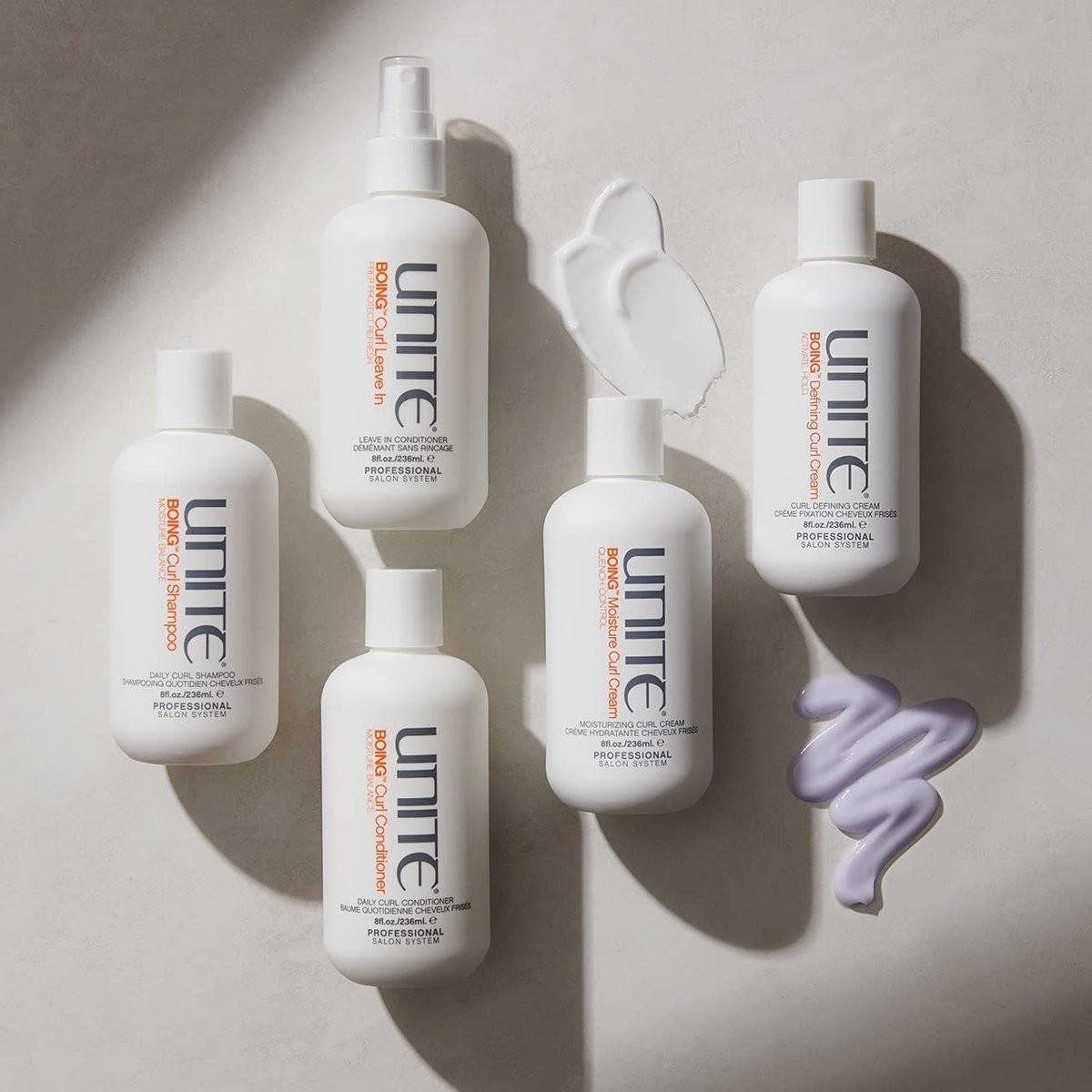 UNITE Hair – BOING Curl Shampoo – Feuchtigkeitsspendender Reiniger für sanfte Reinigung, Verbesserung & Schutz natürlicher Locken – Für welliges, lockiges & krauses Haar – 236 ml