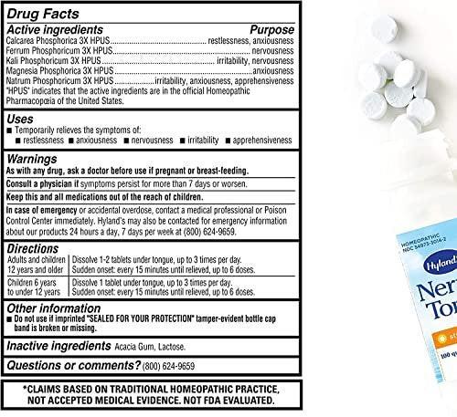 Hyland's Nerven-Tonikum Stressabbau Tabletten, Natürliche Linderung von Ruhelosigkeit, Nervosität und Reizbarkeit, Nicht gewohnheitsbildend, Schnell lösliche Tabletten, 50 Stück