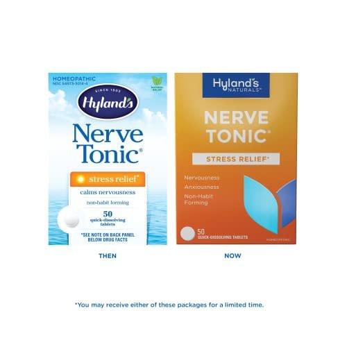 Hyland's Nerven-Tonikum Stressabbau Tabletten, Natürliche Linderung von Ruhelosigkeit, Nervosität und Reizbarkeit, Nicht gewohnheitsbildend, Schnell lösliche Tabletten, 50 Stück