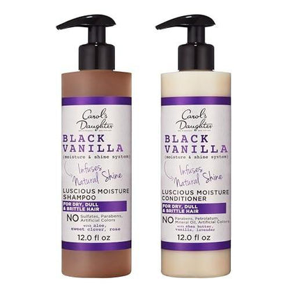Carol's Daughter Black Vanilla Sulfatfreies Shampoo und Conditioner Set für lockiges, welliges oder natürliches Haar, feuchtigkeitsspendende Haarpflege für trockenes, geschädigtes Haar mit Spliss, 1 Kit