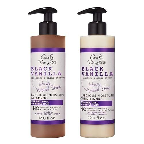 Carol's Daughter Black Vanilla Sulfatfreies Shampoo und Conditioner Set für lockiges, welliges oder natürliches Haar, feuchtigkeitsspendende Haarpflege für trockenes, geschädigtes Haar mit Spliss, 1 Kit