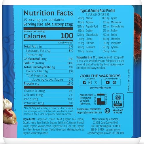 Sunwarrior Warrior Blend Bio-Pflanzenprotein mit Beeren, 13,2 Unzen
