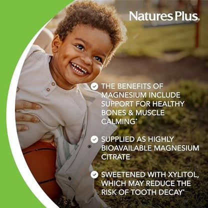 NaturesPlus Animal Parade MagKidz, Natürlicher Kirschgeschmack - 90 tierförmige Kautabletten, Packung mit 2 - Knochen- und Muskelgesundheit - Nicht-GMO, Vegan, Glutenfrei, Zuckerfrei - 90 Portionen insgesamt