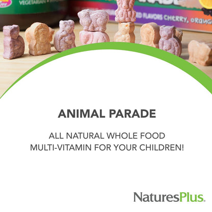 NaturesPlus Animal Parade MagKidz, Natürlicher Kirschgeschmack - 90 tierförmige Kautabletten, Packung mit 2 - Knochen- und Muskelgesundheit - Nicht-GMO, Vegan, Glutenfrei, Zuckerfrei - 90 Portionen insgesamt