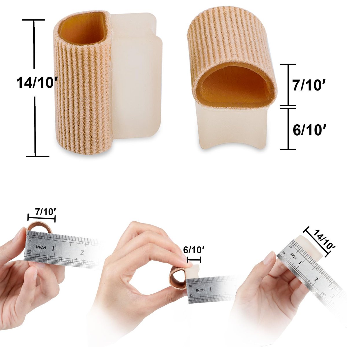 Povihome 6er-Pack Gel-Zehenspreizer (1,5 cm dick), Ballenkorrektur für überlappende Zehen (1./2. Zeh), Silikon-Zehenspreizer mit weichem Gel-Futter zur Linderung von Hallux- und Ballenschmerzen