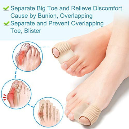 Povihome 6er-Pack Gel-Zehenspreizer (1,5 cm dick), Ballenkorrektur für überlappende Zehen (1./2. Zeh), Silikon-Zehenspreizer mit weichem Gel-Futter zur Linderung von Hallux- und Ballenschmerzen