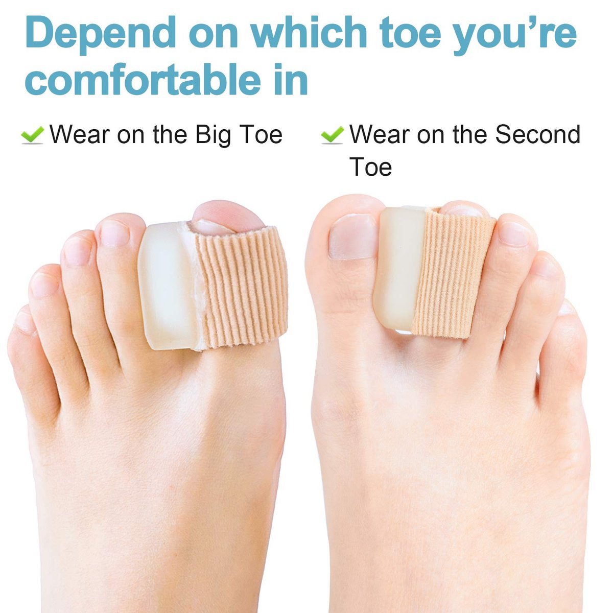 Povihome 6er-Pack Gel-Zehenspreizer (1,5 cm dick), Ballenkorrektur für überlappende Zehen (1./2. Zeh), Silikon-Zehenspreizer mit weichem Gel-Futter zur Linderung von Hallux- und Ballenschmerzen