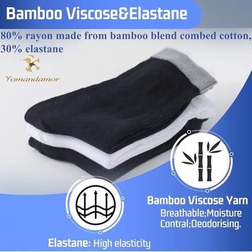 Yomandamor Diabetiker-Socken für Damen mit nahtloser Zehenpartie, 6 Paar, Größe 9-11