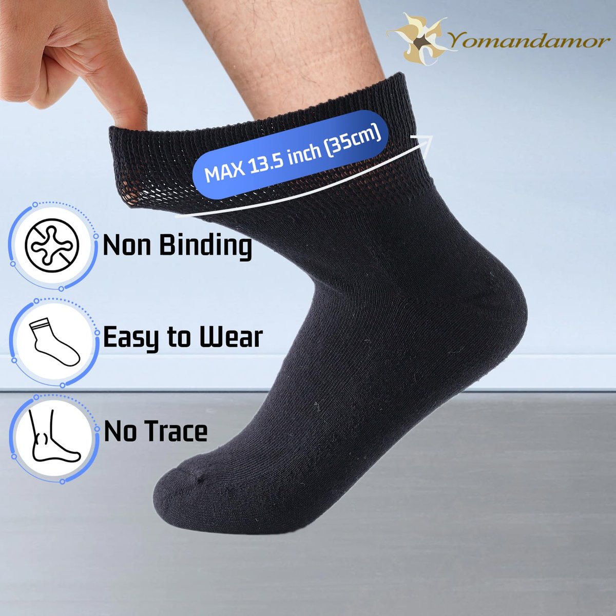 Yomandamor Diabetiker-Socken für Damen mit nahtloser Zehenpartie, 6 Paar, Größe 9-11