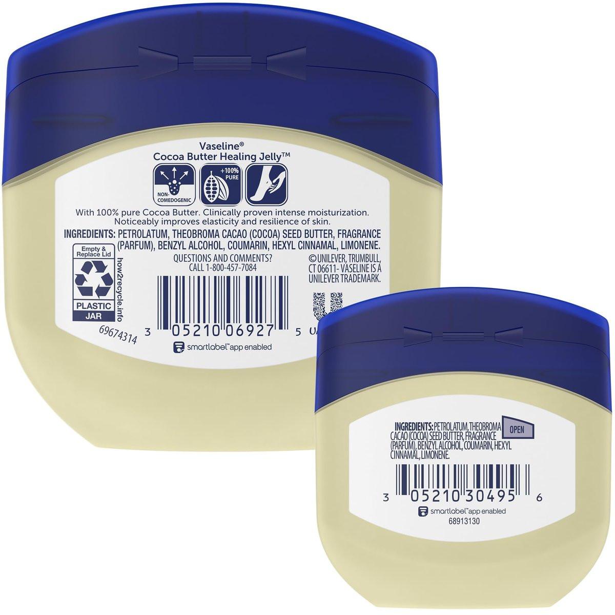 Vaseline Cocoa Butter Healing Jelly Variety Pack, 2 Größen (220 g & 50 g) – Reichhaltige Feuchtigkeitscreme, Schutz und Pflege für trockene Haut