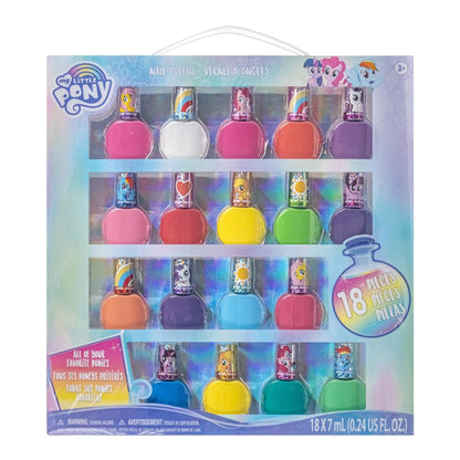 Townley Girl My Little Pony Nagellack-Set auf Wasserbasis – Abziehbarer Nagellack mit Glitzer- und Deckfarben für Mädchen, Kinder, Teenager ab 3 Jahren – Perfekt für Partys, Übernachtungen und Makeover – 18 Teile