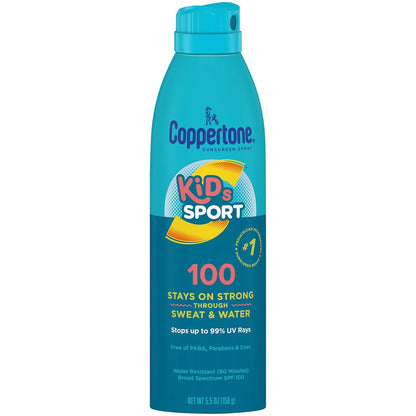 Coppertone SPORT KIDS Sonnenschutz Continuous Spray LSF 100 (5,5 Unzen) – Verpackung kann variieren