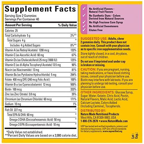 Nature Made Frauen Multivitamin-Gummis mit Omega-3, 80 Stück, 40 Tage Vorrat
