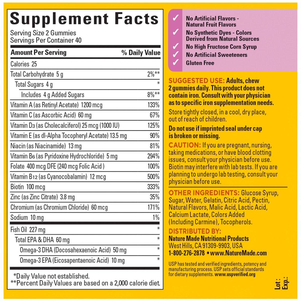Nature Made Frauen Multivitamin-Gummis mit Omega-3, 80 Stück, 40 Tage Vorrat