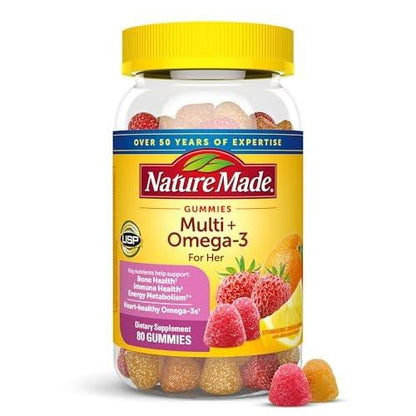 Nature Made Frauen Multivitamin-Gummis mit Omega-3, 80 Stück, 40 Tage Vorrat