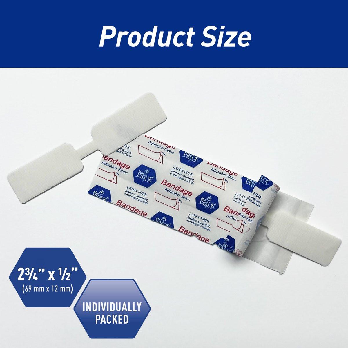 MED PRIDE Schmetterlingspflaster für Wundverschluss, steril, hypoallergen, hautfreundlich, latexfrei, Packung mit 100 Stück in verschiedenen Größen (groß)