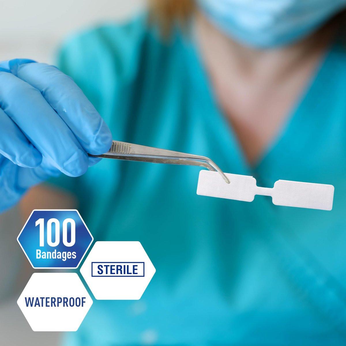 MED PRIDE Schmetterlingspflaster für Wundverschluss, steril, hypoallergen, hautfreundlich, latexfrei, Packung mit 100 Stück in verschiedenen Größen (groß)