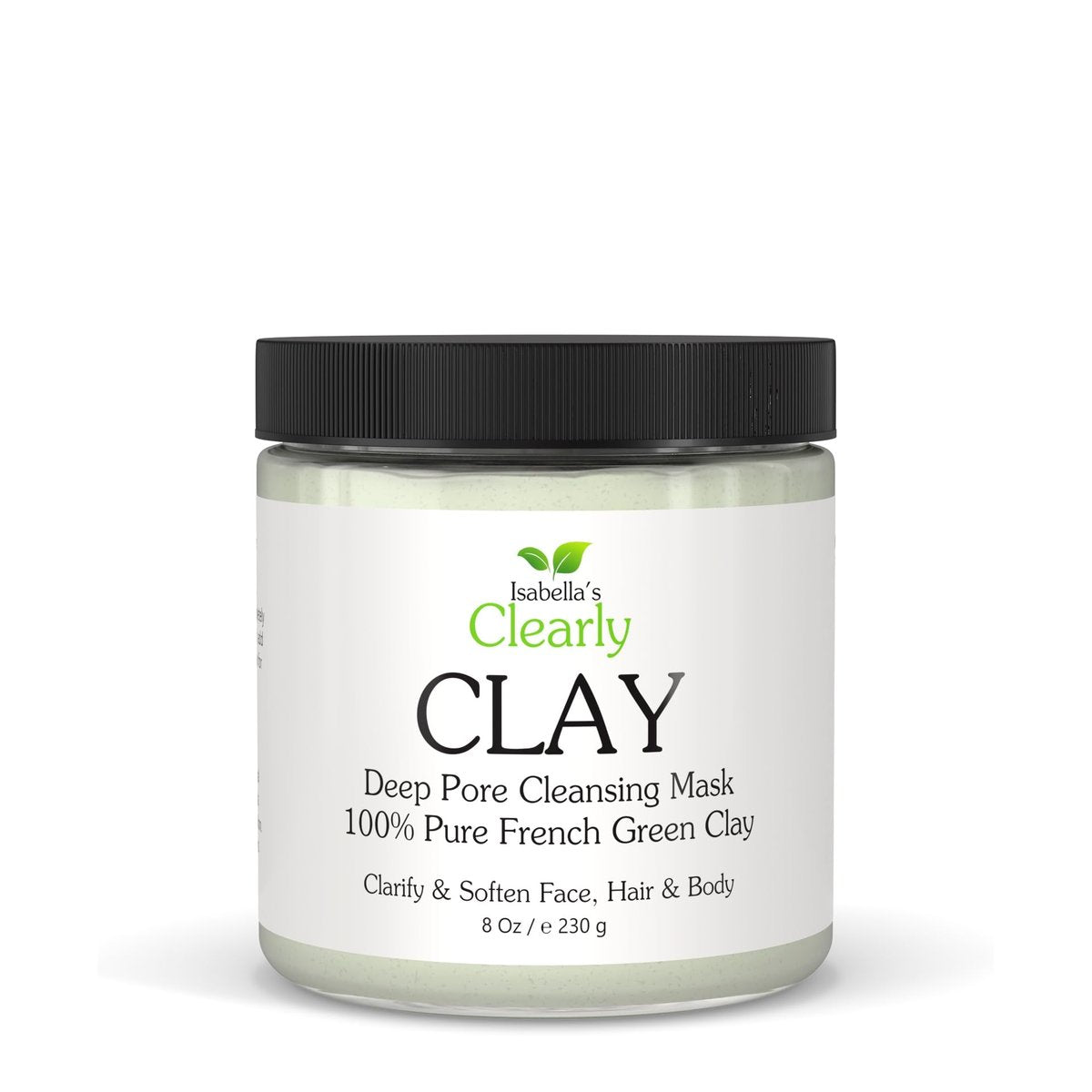 Clearly CLAY Tiefenreinigende Gesichtsmaske | 100% reines französisches grünes Tonpulver gegen Akne, Mitesser, trockene Haut, fettige Haut | Nicht austrocknend, Anti-Aging, natürliches Mineral (Bulk 8 Unzen)