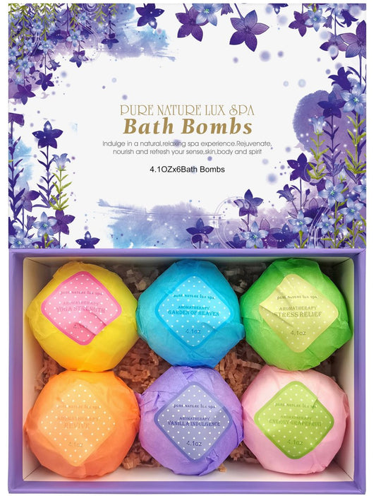 Badebomben Geschenkset – Ultra Bubble XXL Fizzies (6 x 4,1 oz) mit natürlichem Totes Meer Salz, Kakaobutter und Shea-Ölen – Das beste Geburtstagsgeschenk für Sie/Ihn, Ehefrau, Freundin, Frauen, Kinder