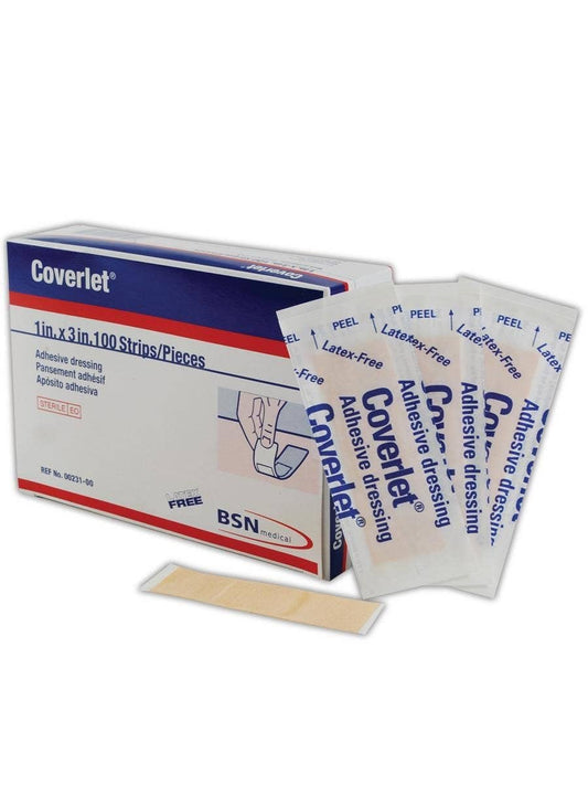 Coverlet Strip Verbände 1" x 3" - 100 Stück pro Box, hautfarben, elastischer Stoff
