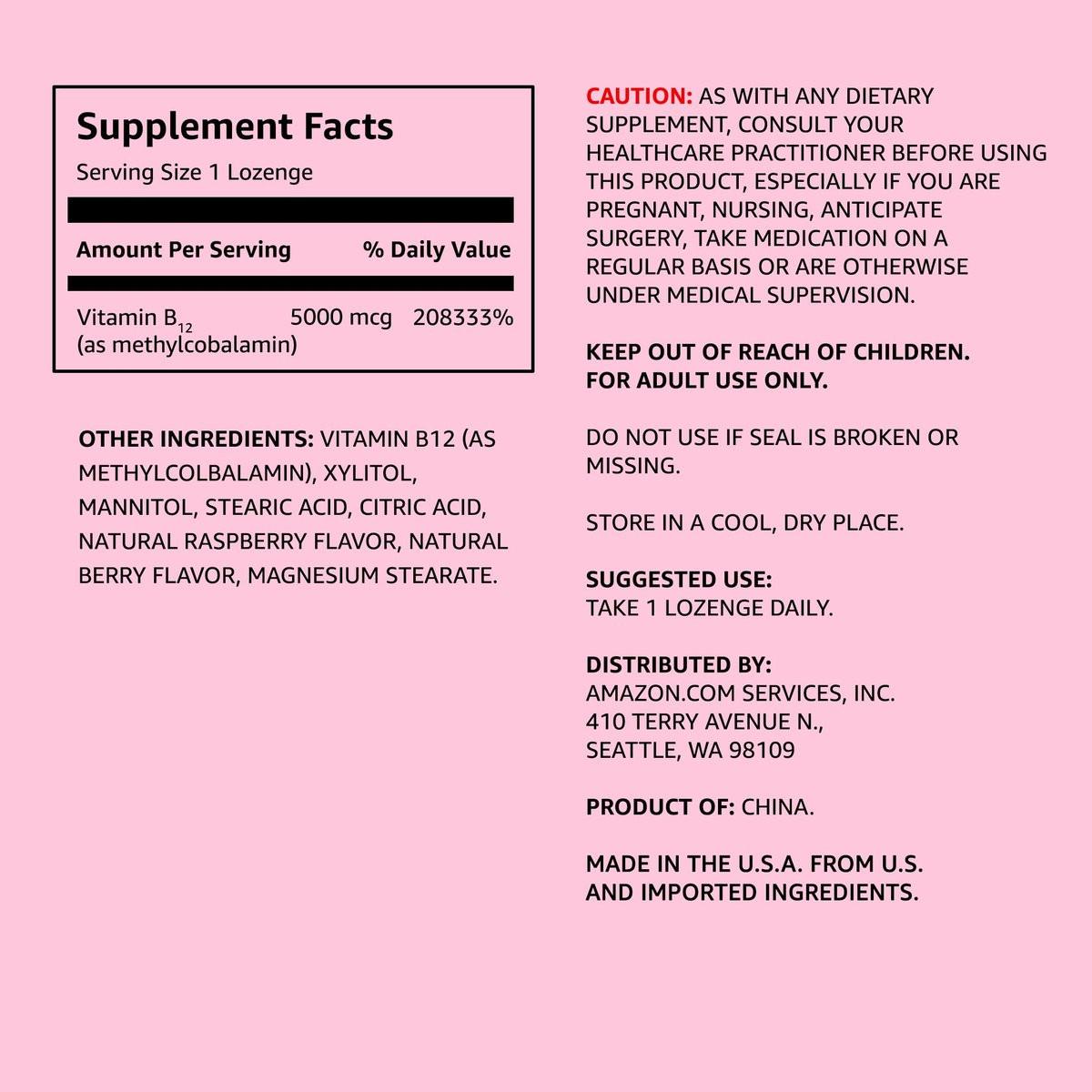 Vitamin B12 Methylcobalamin 5000 mcg Lutschtabletten - 65 Stück, Beeren Geschmack