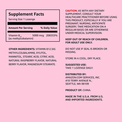 Vitamin B12 Methylcobalamin 5000 mcg Lutschtabletten - 65 Stück, Beeren Geschmack