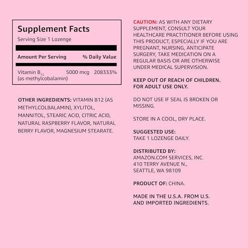 Vitamin B12 Methylcobalamin 5000 mcg Lutschtabletten - 65 Stück, Beeren Geschmack