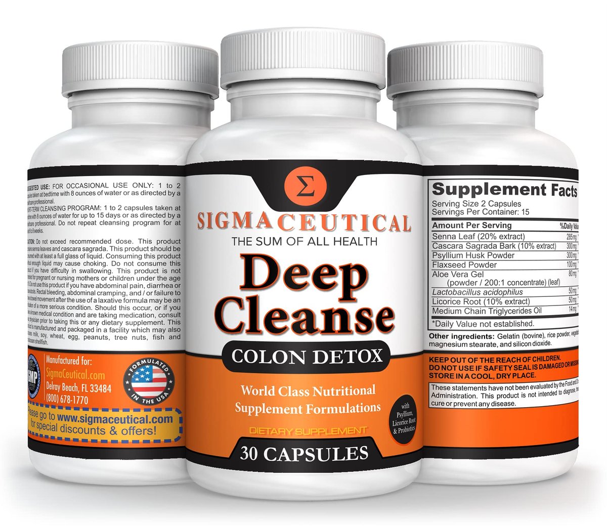 Sigmaceutical 1-Tages-Darmreinigung – Detox & Abführmittel – 30 Kapseln