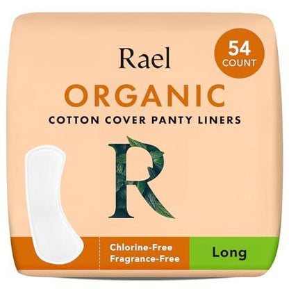 Rael Damenbinden für Frauen, Bio-Baumwollbezug - Lange Slipeinlagen, leichte Saugfähigkeit, unparfümiert, chlorfrei (Lang, 54 Stück)