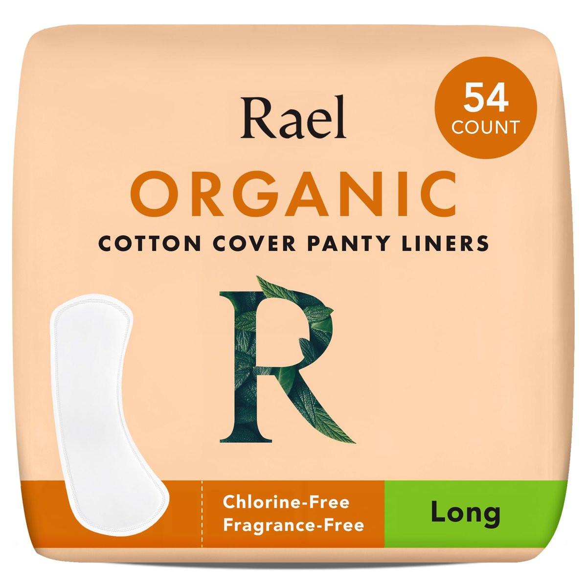 Rael Damenbinden für Frauen, Bio-Baumwollbezug - Lange Slipeinlagen, leichte Saugfähigkeit, unparfümiert, chlorfrei (Lang, 54 Stück)