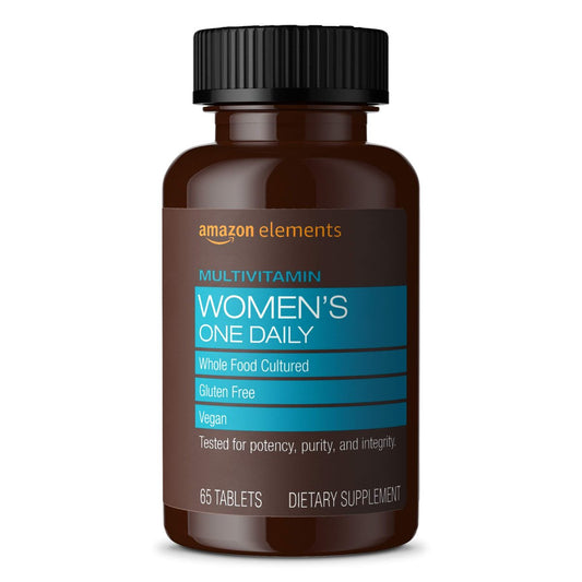 Amazon Elements Frauen Tägliches Multivitamin, 59 % Vollwertkost-Kultur, Vegan, 65 Tabletten, 2-Monats-Vorrat (Verpackung kann variieren)