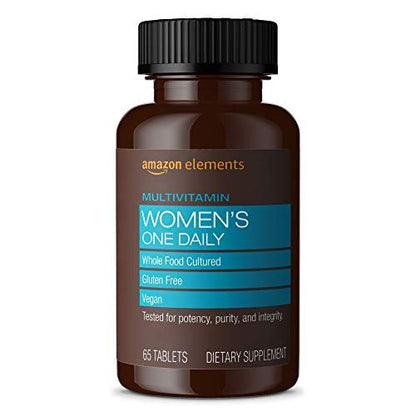 Amazon Elements Frauen Tägliches Multivitamin, 59 % Vollwertkost-Kultur, Vegan, 65 Tabletten, 2-Monats-Vorrat (Verpackung kann variieren)