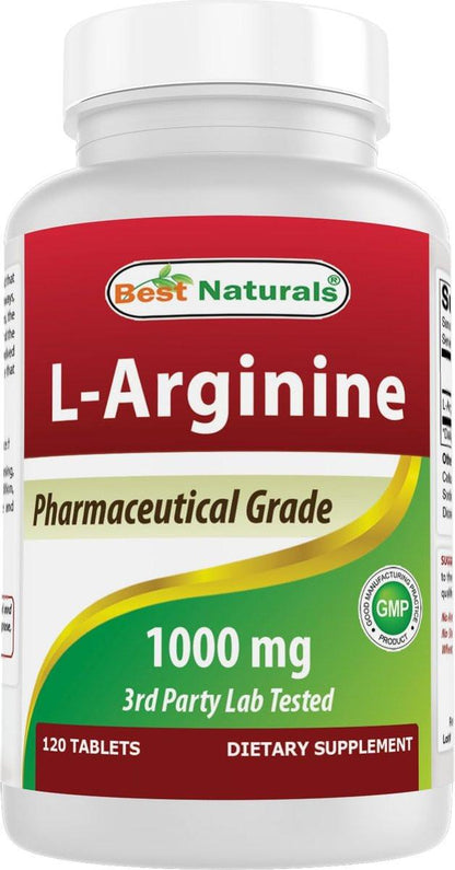 Best Naturals L-Arginin 1000 mg - 120 Tabletten, verbesserte Formel, pharmazeutische Qualität, unterstützt die Stickstoffmonoxid-Synthese