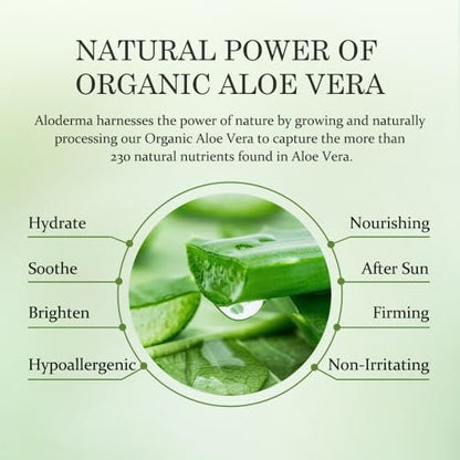 Aloderma Aloe Vera Gel – 99% reines Bio-Aloe Vera, innerhalb von 12 Stunden nach Ernte, feuchtigkeitsspendende Hautpflege für Gesicht und Körper, 114 g