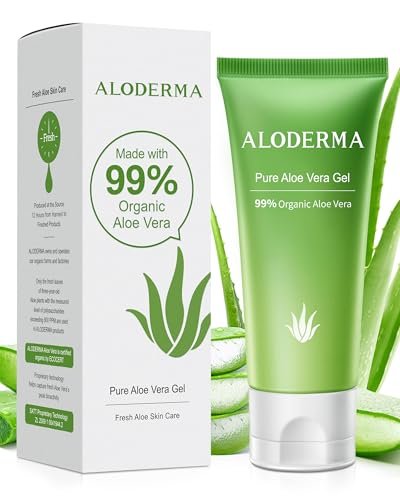 Aloderma Aloe Vera Gel – 99% reines Bio-Aloe Vera, innerhalb von 12 Stunden nach Ernte, feuchtigkeitsspendende Hautpflege für Gesicht und Körper, 114 g