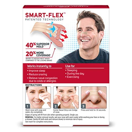 Clear Passage Nasal Strips Extra Stark, Beige, 50 Stück | Wirkt sofort zur Verbesserung des Schlafs, Reduzierung von Schnarchen und Linderung von Nasenverstopfung durch Erkältungen und Allergien