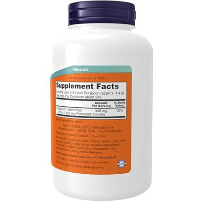 NOW Foods Kaliumcitrat-Pulver, unterstützt Elektrolytgleichgewicht und normalen pH-Wert, essentielles Mineral, 340 g (12 Unzen)