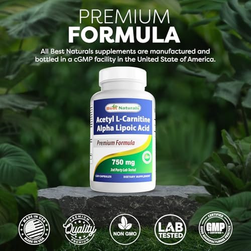 Best Naturals Acetyl-L-Carnitin und Alpha-Liponsäure 750 mg, 120 Kapseln
