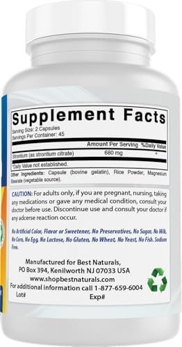 Best Naturals Strontium Knochenaufbau-Formel 680 mg/Portion 90 Kapseln
