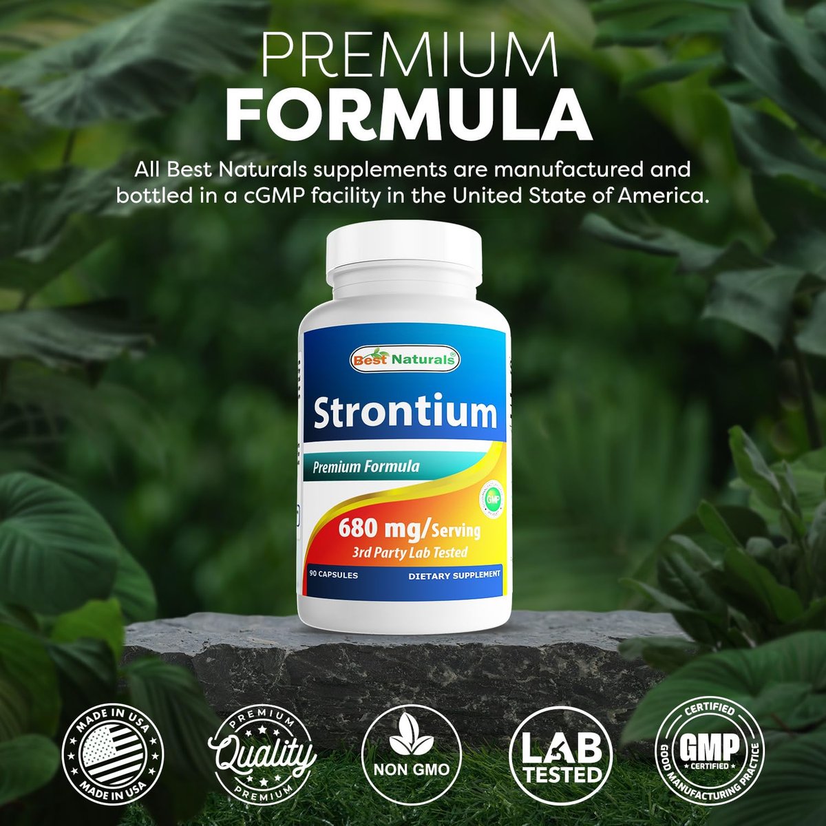 Best Naturals Strontium Knochenaufbau-Formel 680 mg/Portion 90 Kapseln